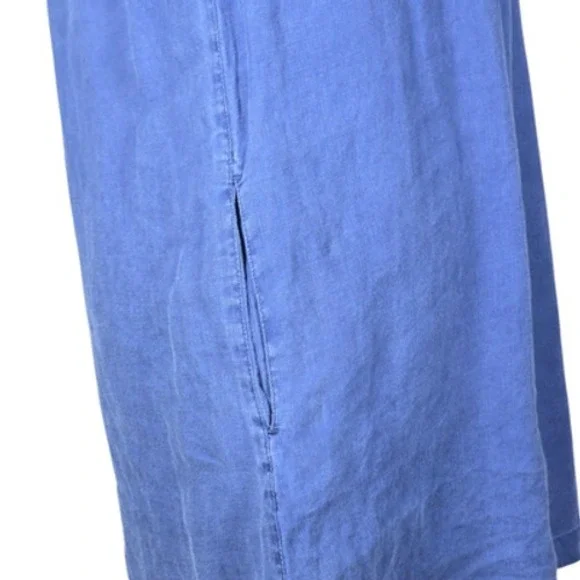 Artisan NY Blue Linen Dress S Summer Flutter Sleeve Mini Dress with Pockets - Picture 12 of 12